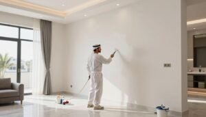 صباغ القيروان يعمل على دهان منزل حديث
