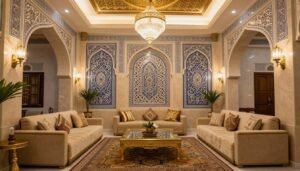 مجلس كويتي تقليدي في أشبيلية بعد أعمال الصباغة والديكورات